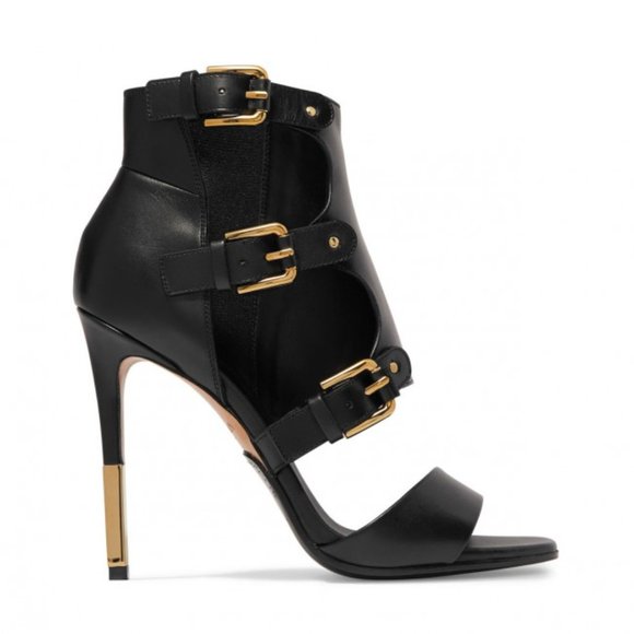 BALMAIN Alienor 100mm Buckle Sandals, Black - Picture 3 of 7